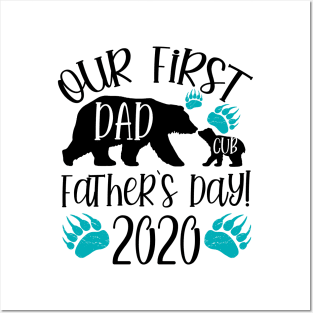 First Fathers Day Dad And Baby Bear Matching Posters and Art